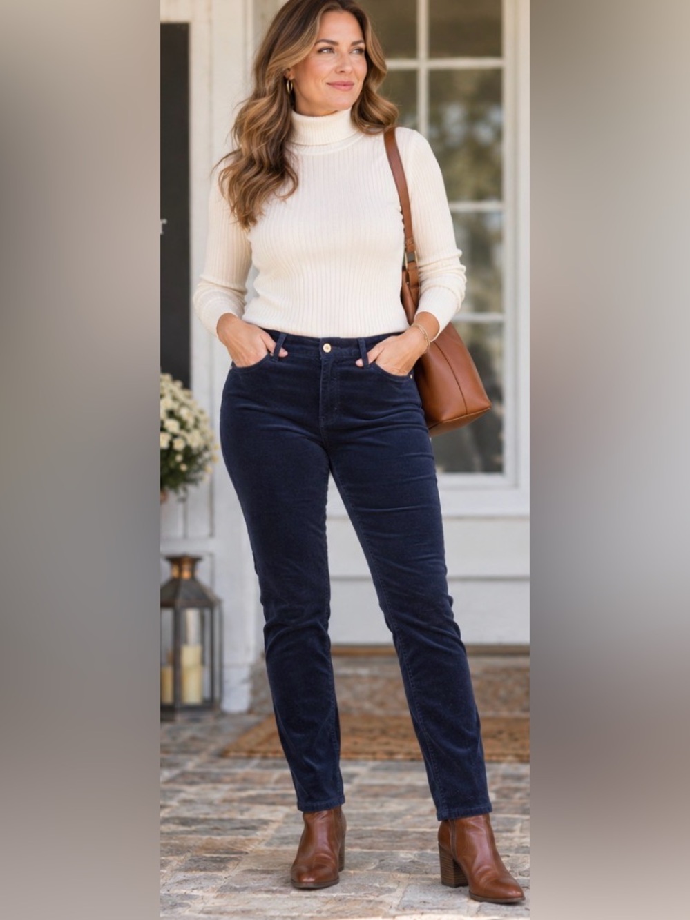 Tommy Hilfiger Greenwich Skinny Corduroy Pants Women’s 16 Navy Blue Stretch